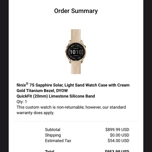 Garmin Fenix 7S Sapphire Solar Watch - Cream and Gold - Picture 1 of 6